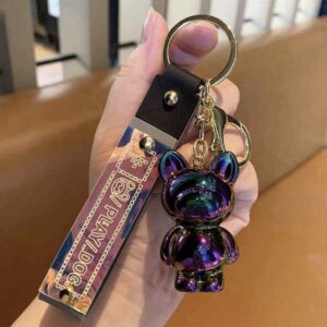 Black Frenchie rainbow keychain